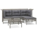 Set de muebles de jardín 5 pzas y cojines ratán sintético gris