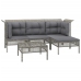 Set de muebles de jardín 5 pzas y cojines ratán sintético gris