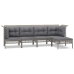 Set de muebles de jardín 5 pzas y cojines ratán sintético gris