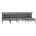Set de muebles de jardín 5 pzas y cojines ratán sintético gris