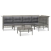 Set de muebles de jardín 6 pzas y cojines ratán sintético gris
