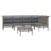 Set de muebles de jardín 6 pzas y cojines ratán sintético gris