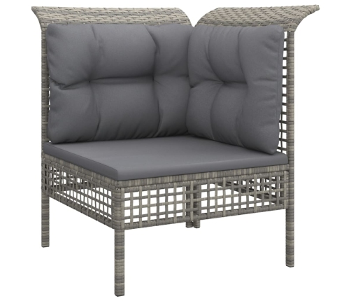 Set de muebles de jardín 6 pzas y cojines ratán sintético gris