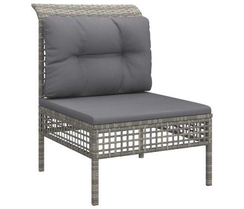 Set de muebles de jardín 6 pzas y cojines ratán sintético gris