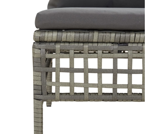 Set de muebles de jardín 6 pzas y cojines ratán sintético gris