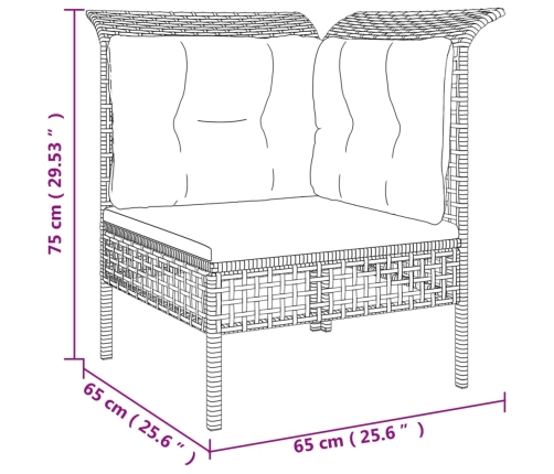 Set de muebles de jardín 6 pzas y cojines ratán sintético gris