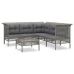 Set de muebles de jardín 6 pzas y cojines ratán sintético gris