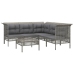 Set de muebles de jardín 6 pzas y cojines ratán sintético gris