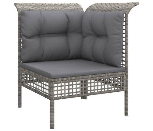 Set de muebles de jardín 6 pzas y cojines ratán sintético gris