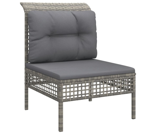 Set de muebles de jardín 6 pzas y cojines ratán sintético gris