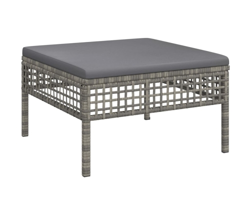 Set de muebles de jardín 6 pzas y cojines ratán sintético gris