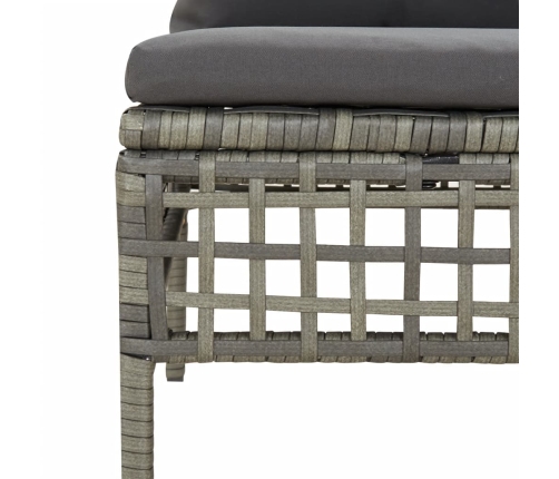 Set de muebles de jardín 6 pzas y cojines ratán sintético gris