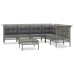 Set de muebles de jardín 7 pzas y cojines ratán sintético gris