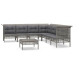 Set de muebles de jardín 8 pzas y cojines ratán sintético gris