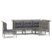 Set de muebles de jardín 5 pzas y cojines ratán sintético gris