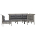 Set de muebles de jardín 5 pzas y cojines ratán sintético gris