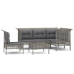 Set de muebles de jardín 6 pzas y cojines ratán sintético gris