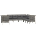 Set de muebles de jardín 9 pzas y cojines ratán sintético gris