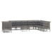 Set de muebles de jardín 11 pzas y cojines ratán sintético gris