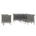 Set de muebles de jardín 7 pzas y cojines ratán sintético gris