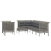 Set de muebles de jardín 9 pzas y cojines ratán sintético gris
