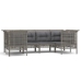 Set de muebles de jardín 6 pzas y cojines ratán sintético gris