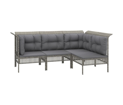 Set de muebles de jardín 6 pzas y cojines ratán sintético gris