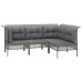 Set de muebles de jardín 6 pzas y cojines ratán sintético gris
