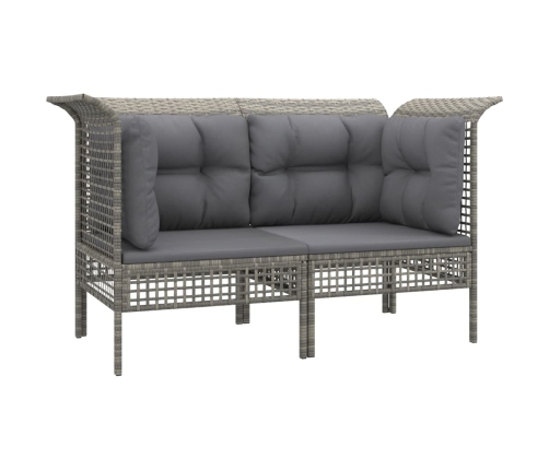 Set de muebles de jardín 6 pzas y cojines ratán sintético gris