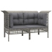 Set de muebles de jardín 6 pzas y cojines ratán sintético gris