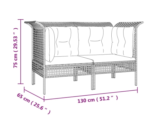 Set de muebles de jardín 6 pzas y cojines ratán sintético gris