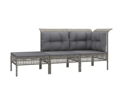 Set de muebles de jardín 10 pzas y cojines ratán sintético gris