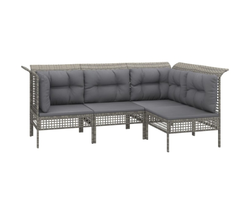 Set de muebles de jardín 10 pzas y cojines ratán sintético gris