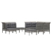 Set de muebles de jardín 11 pzas y cojines ratán sintético gris