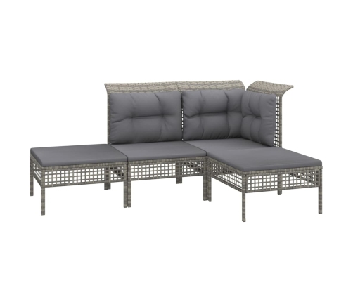 Set de muebles de jardín 11 pzas y cojines ratán sintético gris