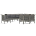 Set de muebles de jardín 9 pzas y cojines ratán sintético gris