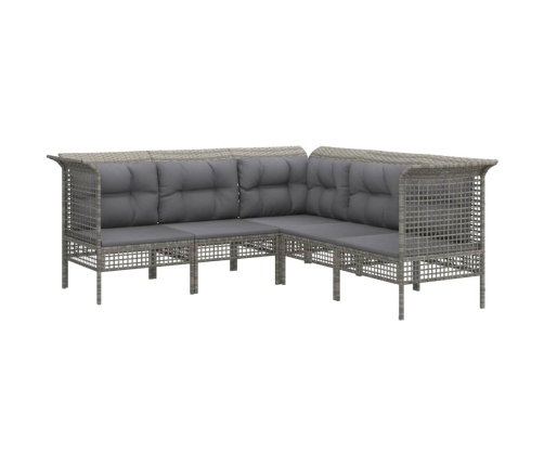 Set de muebles de jardín 9 pzas y cojines ratán sintético gris