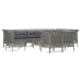 Set de muebles de jardín 11 pzas y cojines ratán sintético gris