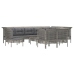 Set de muebles de jardín 11 pzas y cojines ratán sintético gris