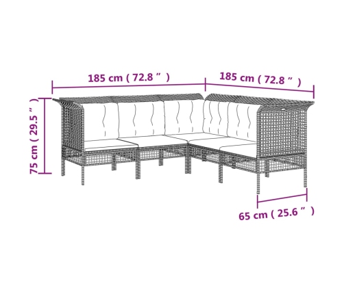 Set de muebles de jardín 13 pzas y cojines ratán sintético gris