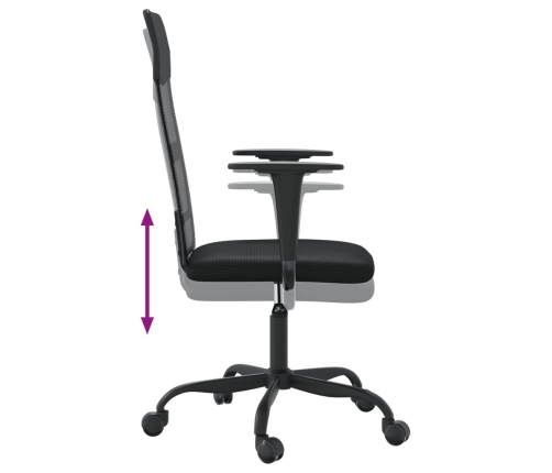 Silla de oficina altura ajustable tela malla y cuero PE negro