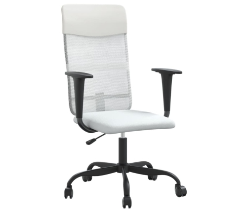 Silla de oficina altura ajustable tela malla y cuero PE blanco