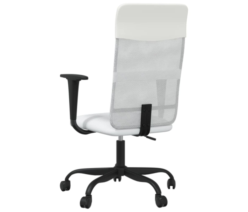 Silla de oficina altura ajustable tela malla y cuero PE blanco