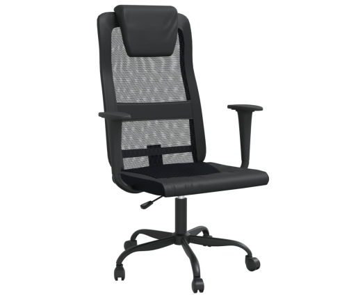 Silla de oficina altura ajustable tela malla y cuero PE negro