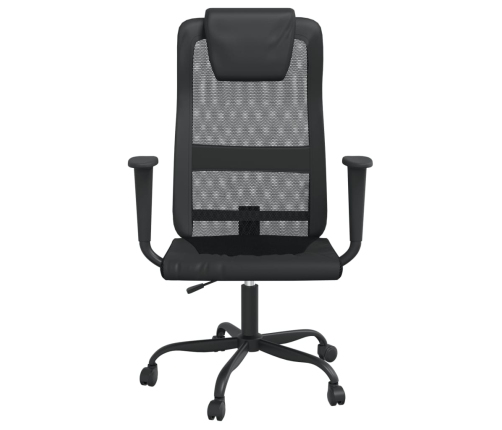 Silla de oficina altura ajustable tela malla y cuero PE negro