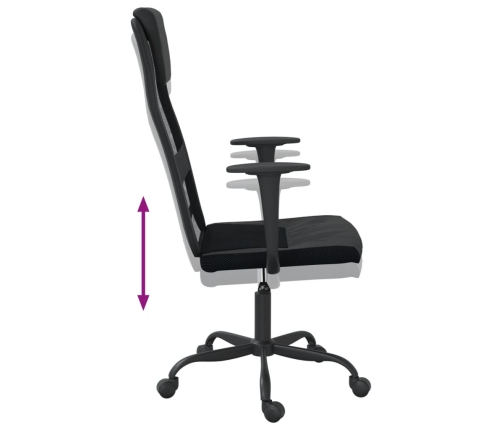 Silla de oficina altura ajustable tela malla y cuero PE negro