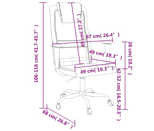 Silla de oficina altura ajustable tela malla y cuero PE negro