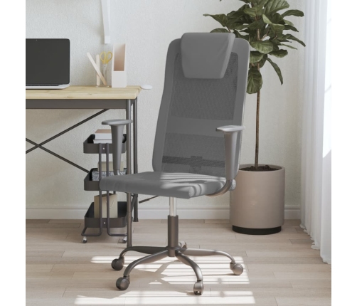 Silla de oficina altura ajustable tela malla y cuero PE gris