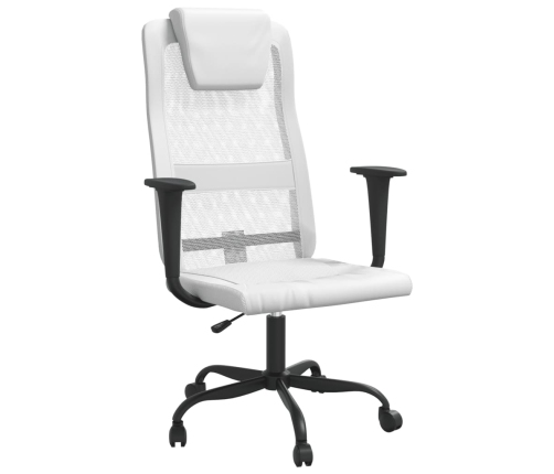 Silla de oficina altura ajustable tela malla y cuero PE blanco