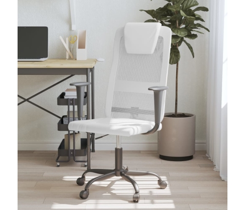 Silla de oficina altura ajustable tela malla y cuero PE blanco